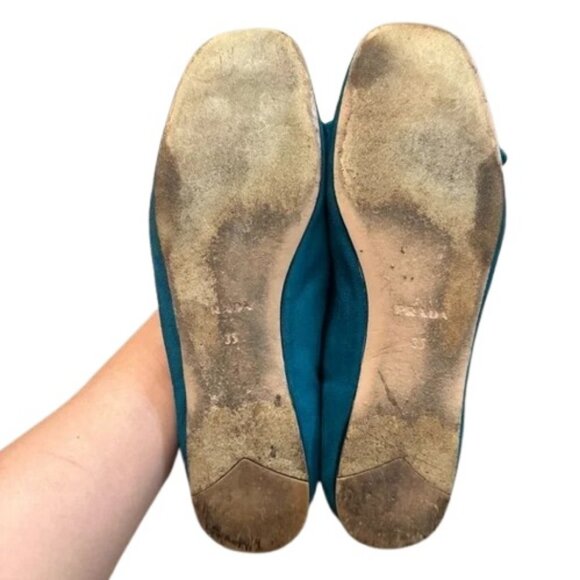 Prada teal suede rose ballet flats size 35 - Picture 5 of 6